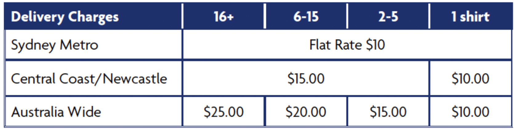Tournament Shirt Deivery Charges